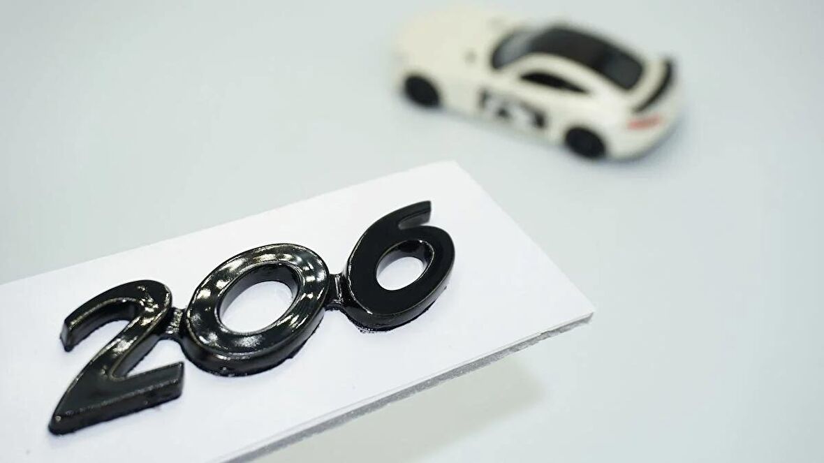 DK Tuning Peugeot 206 Bagaj 3M 3D Parlak Siyah ABS Logo Amblem