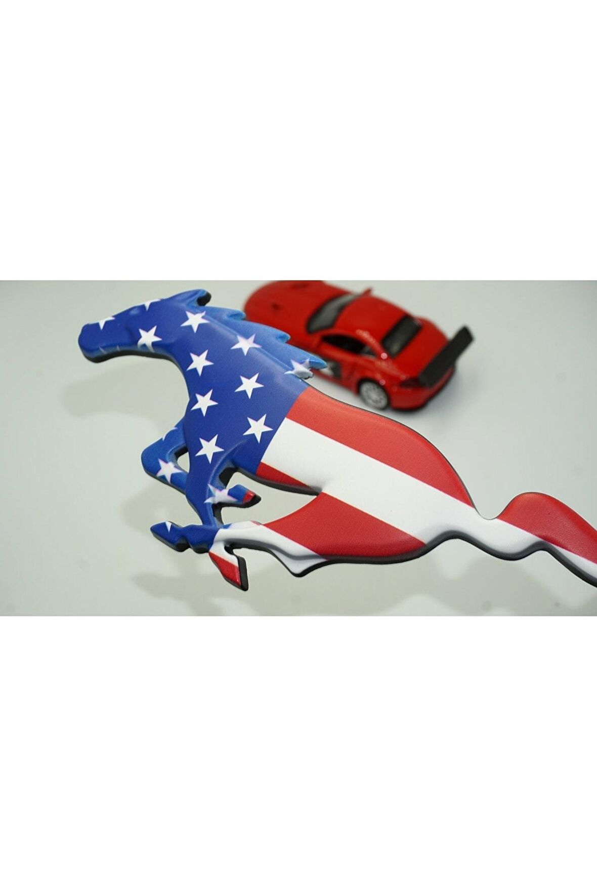 Ford Mustang Shelby Gt Koşan At Bagaj Kapağı Amerikan Bayrak 3m Metal Logo