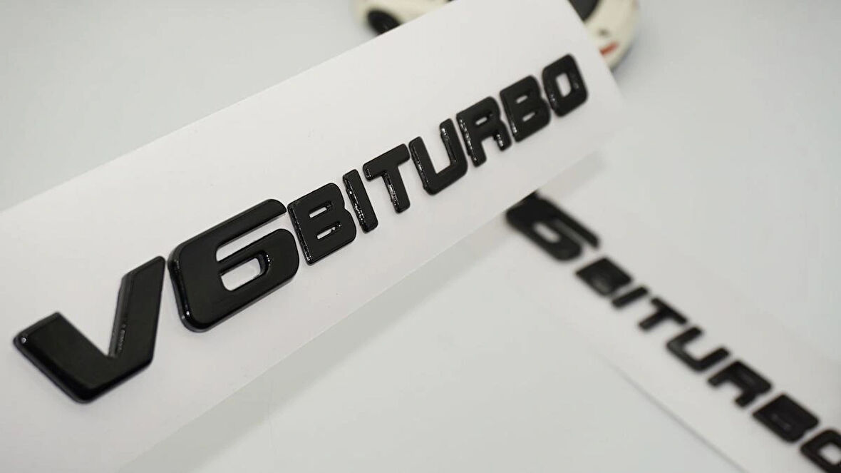 DK Tuning Benz V6 Biturbo Çamurluk Yanı Siyah Logo Amblem 2 Li Set