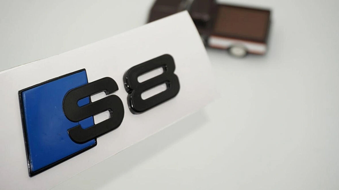 DK Tuning S8 Bagaj Siyah Mavi Yazı Logo Audi İle Uyumlu