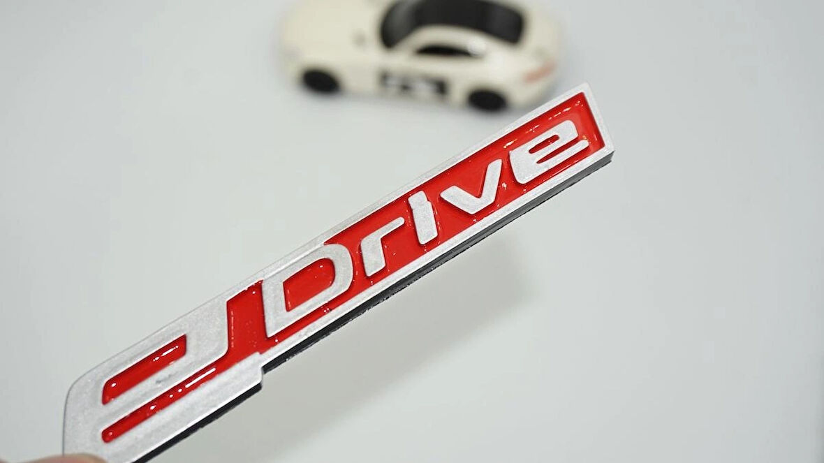 DK Tuning eDrive Bagaj Gri Kırmızı 11cm Yeni Nesil Yazı Bmw İle Uyumlu