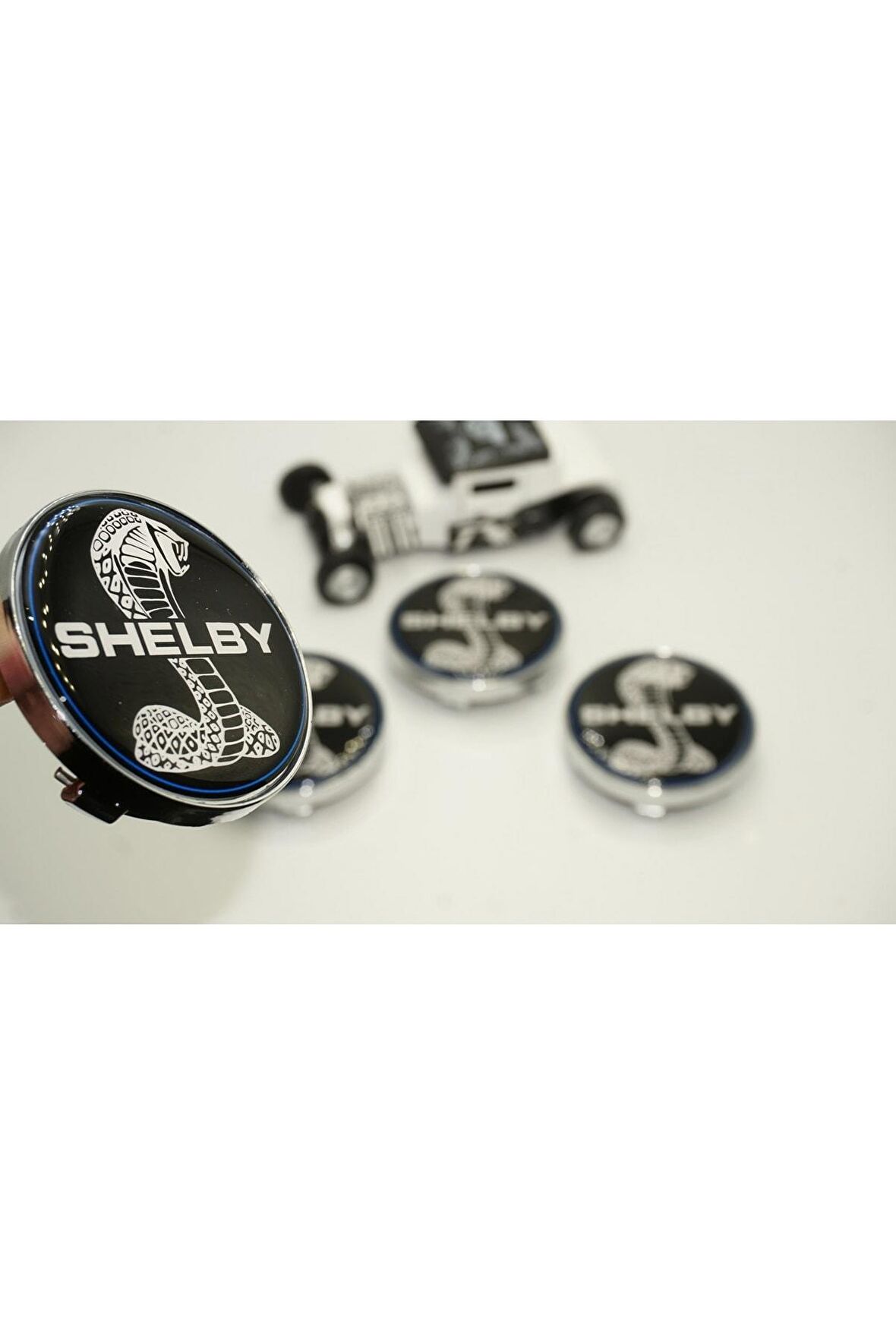 Mustang Shelby Kobra Logo Jant Göbeği Kapak Seti 60mm