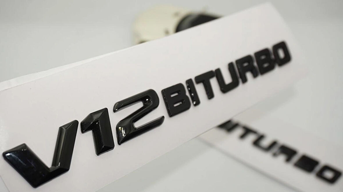 DK Tuning Benz V12 Biturbo Çamurluk Yanı Siyah Logo Amblem 2 Li Set