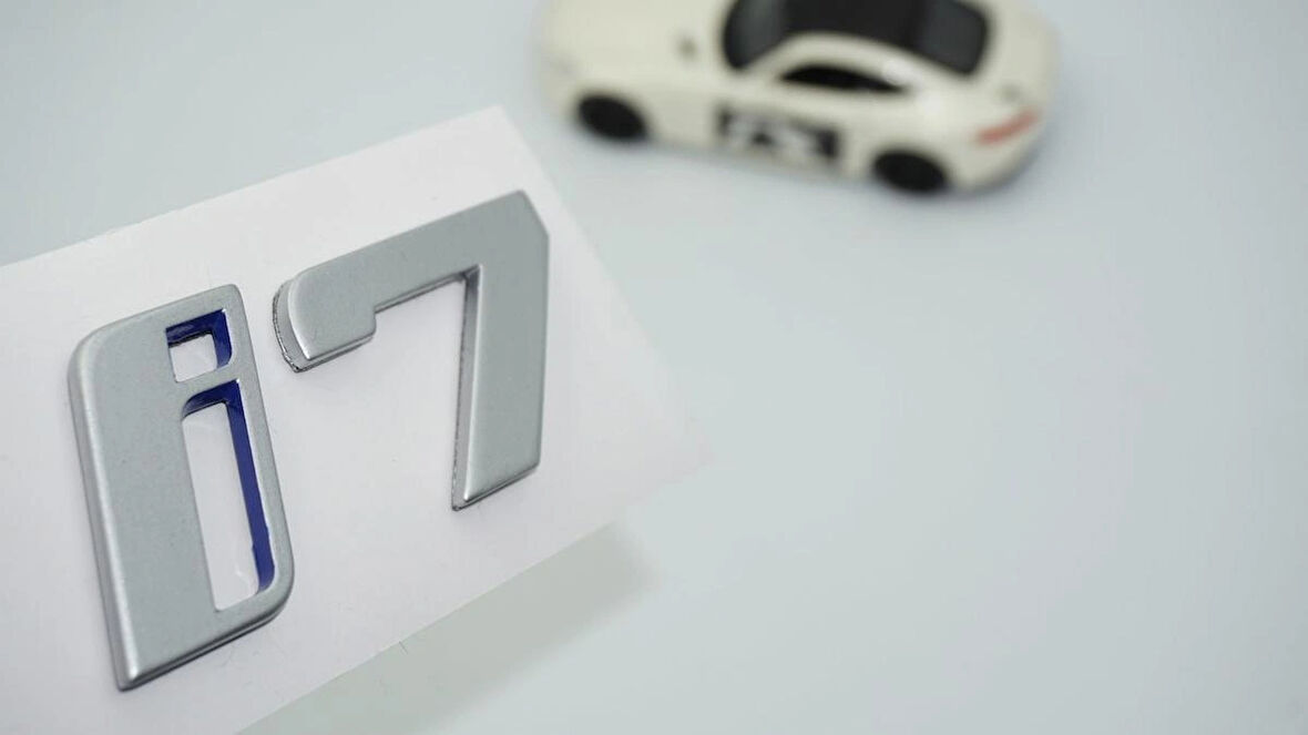 DK Tuning Yeni i7 Bagaj Gri Mavi ABS Yazı Logo Bmw İle Uyumlu