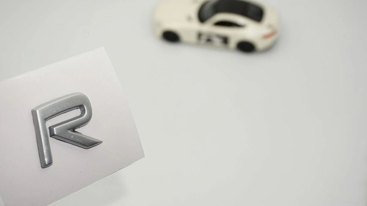 DK Tuning R Rozet Gri 2.5cm Bagaj Yazı Logo Arma Volvo ile Uyumlu