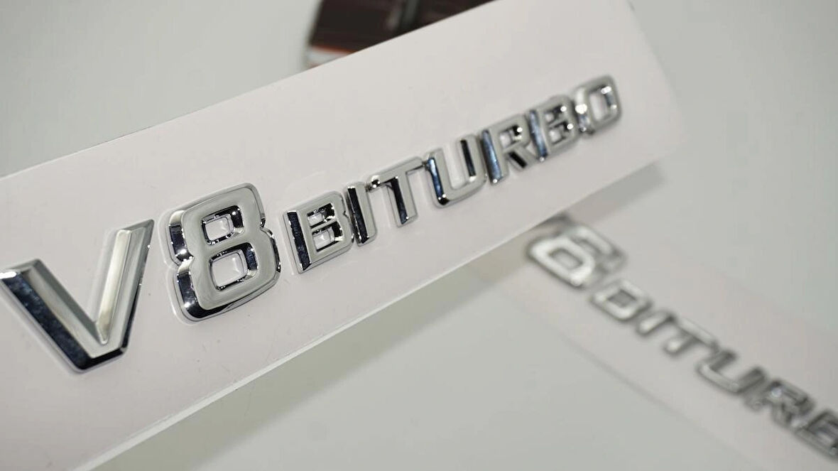 DK Tuning Benz V8 Biturbo Çamurluk Yanı Logo Amblem 2 Li Set