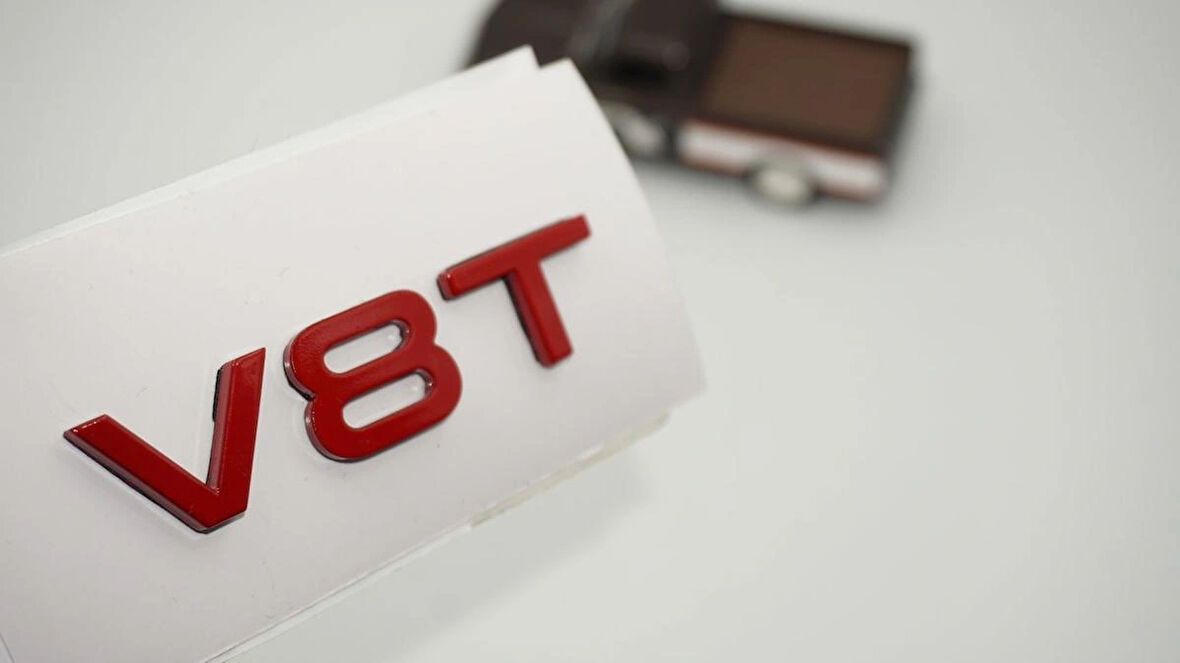 DK Tuning V8 T Kırmızı ABS Bagaj Logo Amblem Arma Audi İle Uyumlu