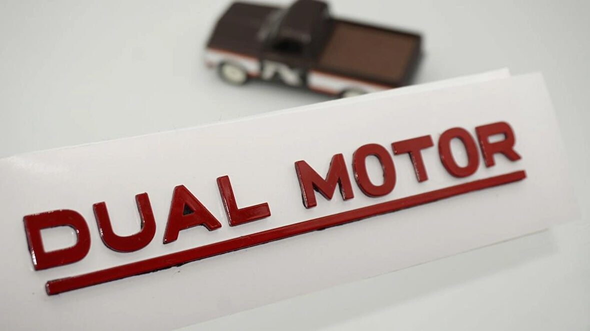 DK Tuning Tesla Dual Motor Bagaj Kırmızı Yazı Logo Arma