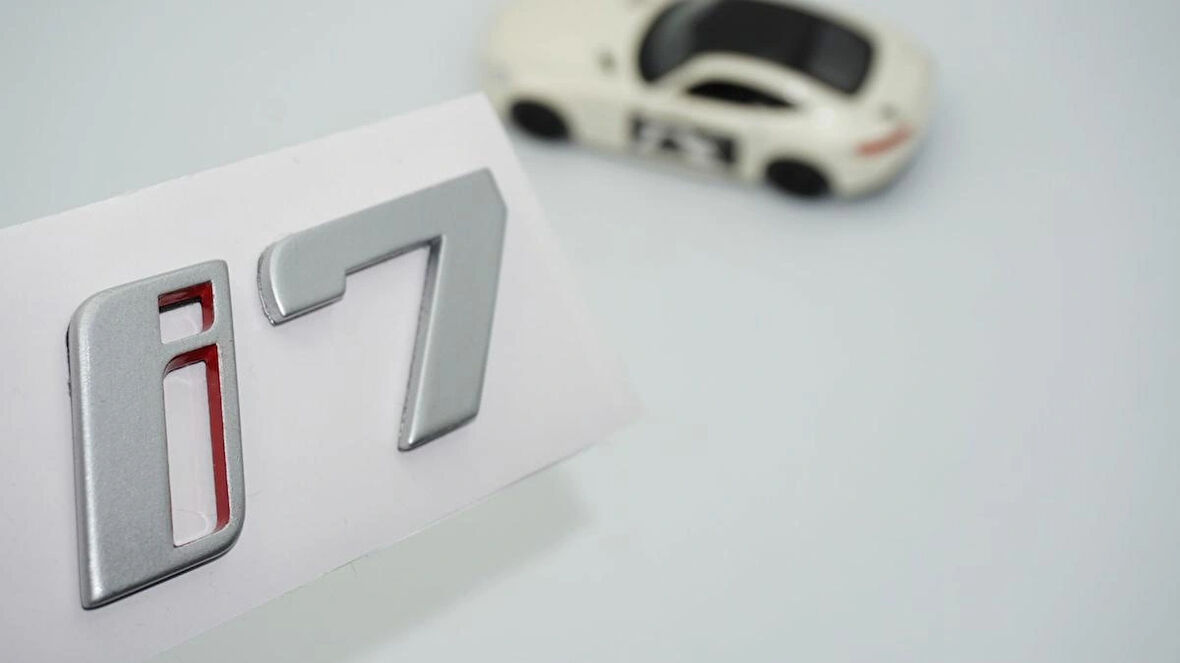 DK Tuning Yeni i7 Bagaj Gri Kırmızı ABS Yazı Logo Bmw İle Uyumlu