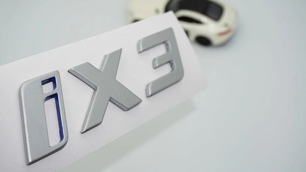 DK Tuning Yeni iX3 Bagaj Gri Mavi ABS Yazı Logo Bmw İle Uyumlu