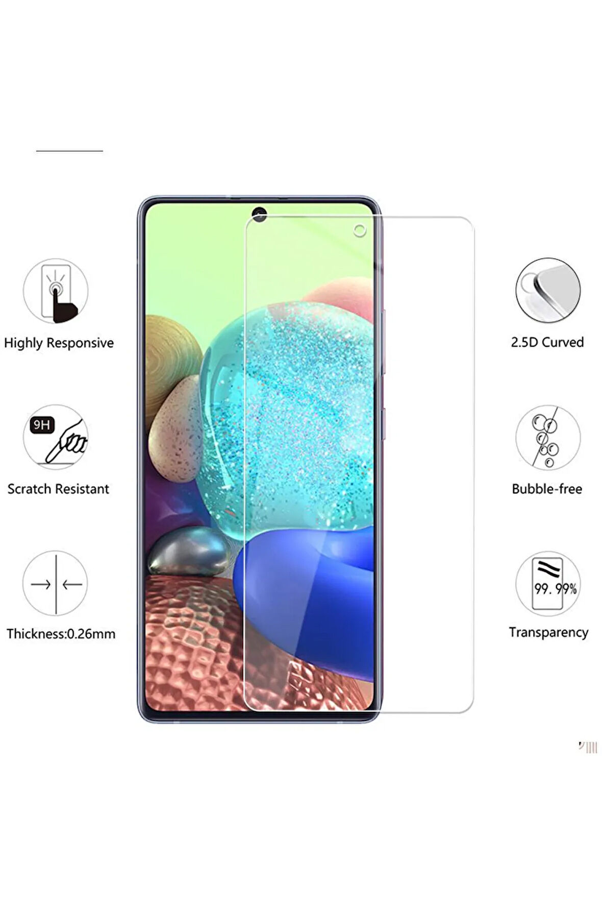 Samsung Galaxy A71 Ekran Koruyucu Cam Tam Uyumlu Temperli Cam Kırılmaz Cam