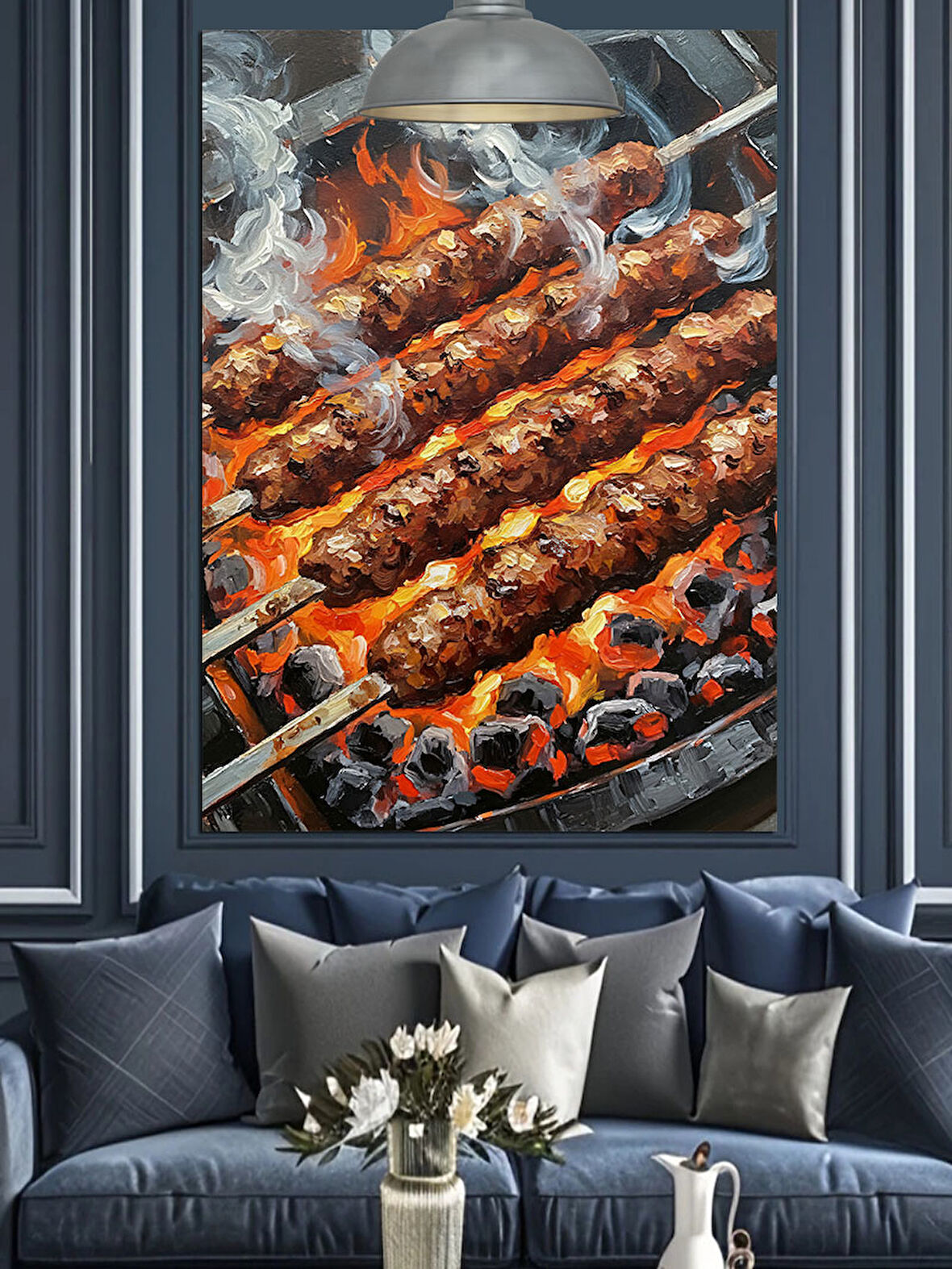 Mangalda Şiş Kebap Dekoratif Kanvas - Mdf Ahşap Tablo