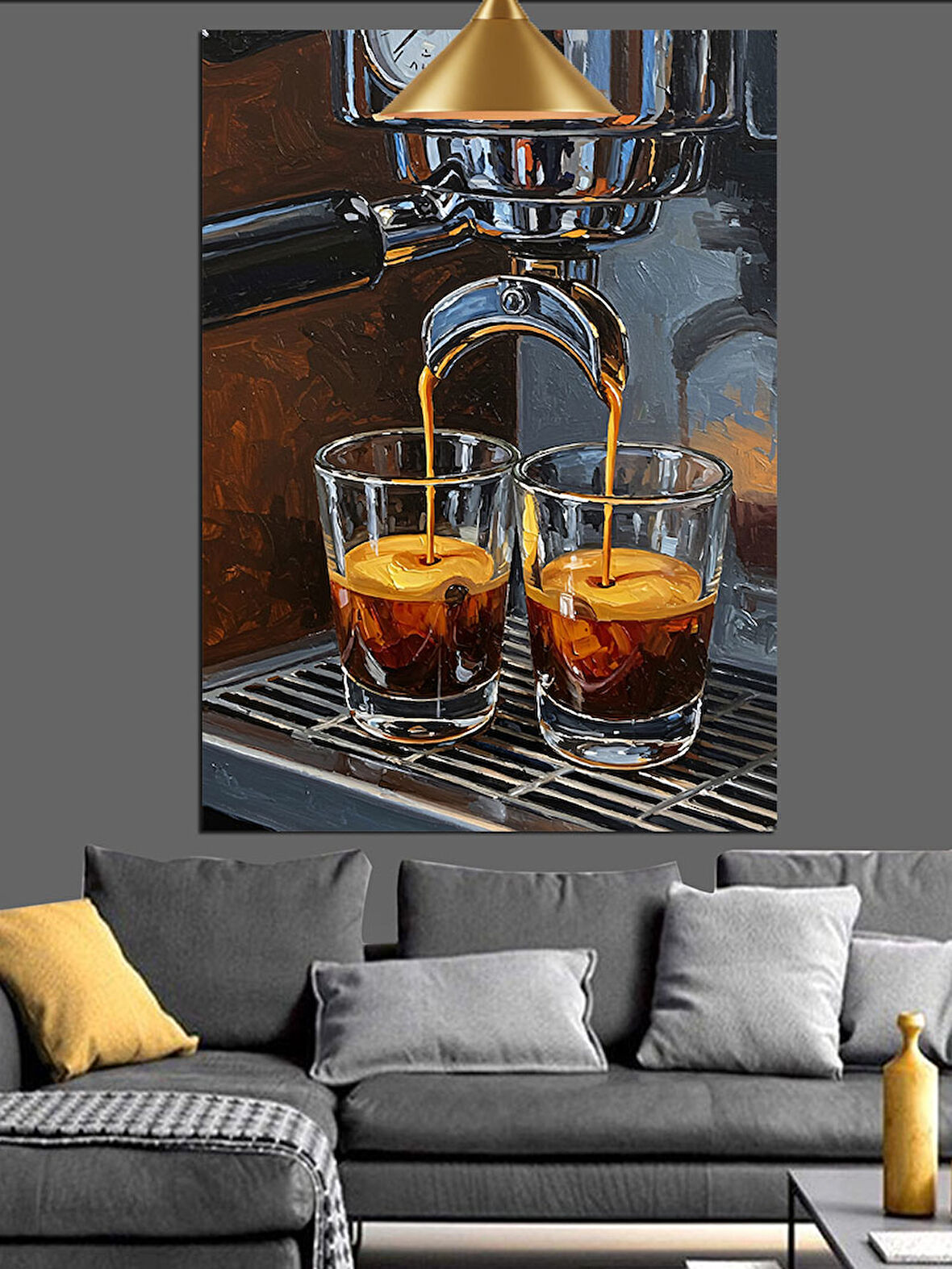 Kahve Yapma Süreci Espresso Makinesi Barista Dekoratif Kanvas - Mdf Ahşap Tablo