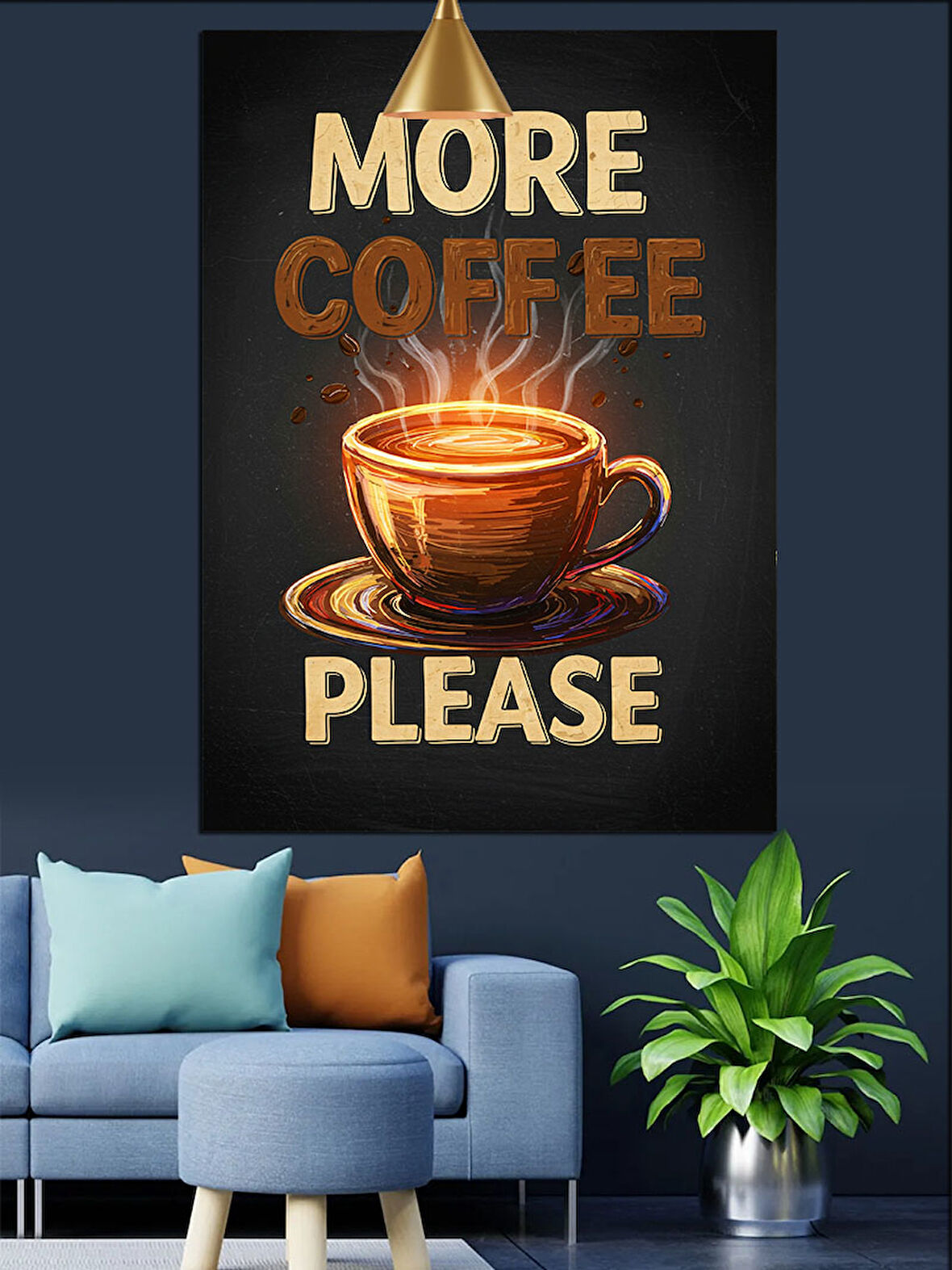 Daha Fazla Kahve Lütfen Yazılı Afiş Dekoratif Kanvas - Mdf Ahşap Tablo