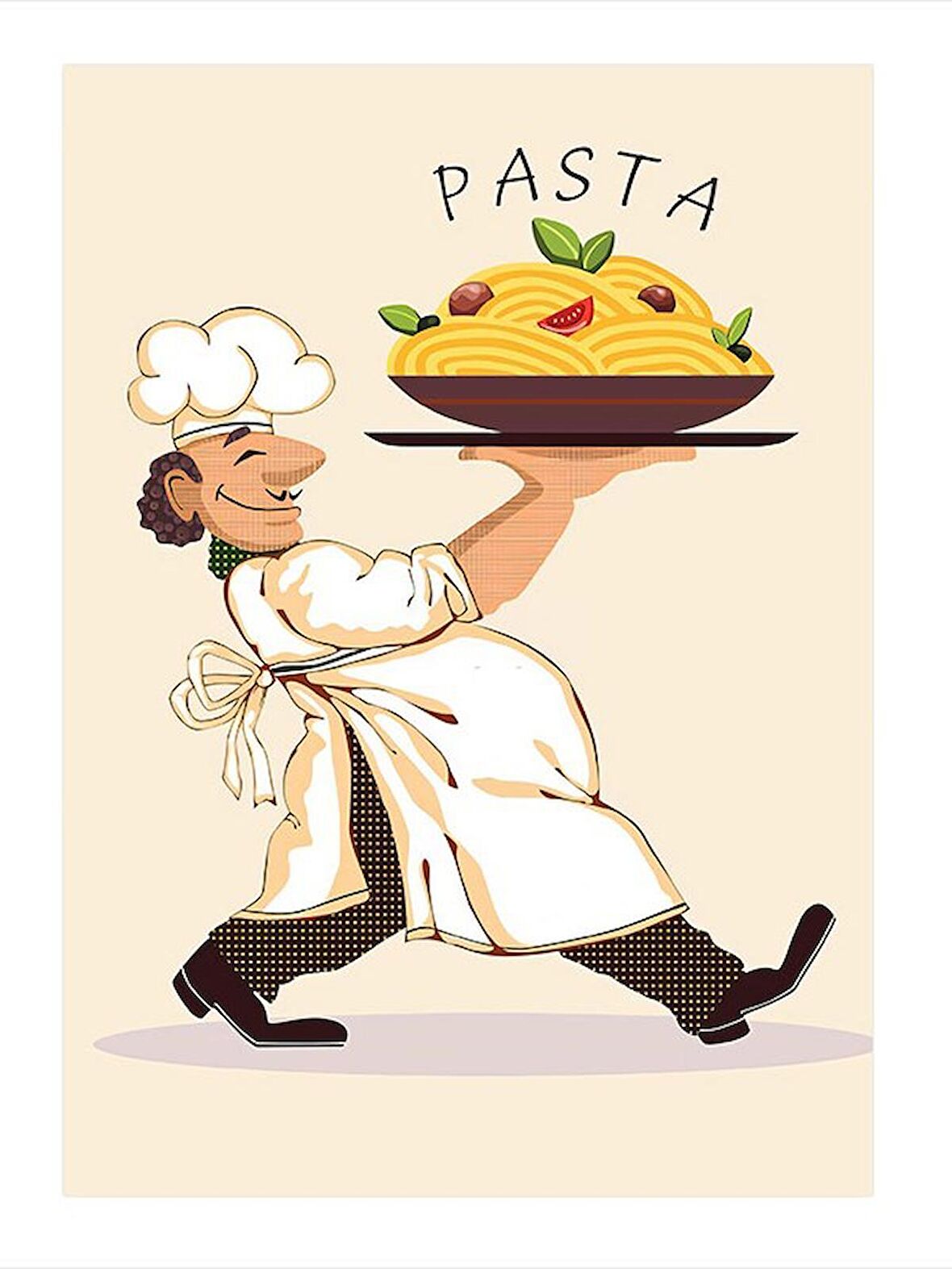 Makarna Yapan Aşçı Model Ahşap Tablo 50cmX 70cm