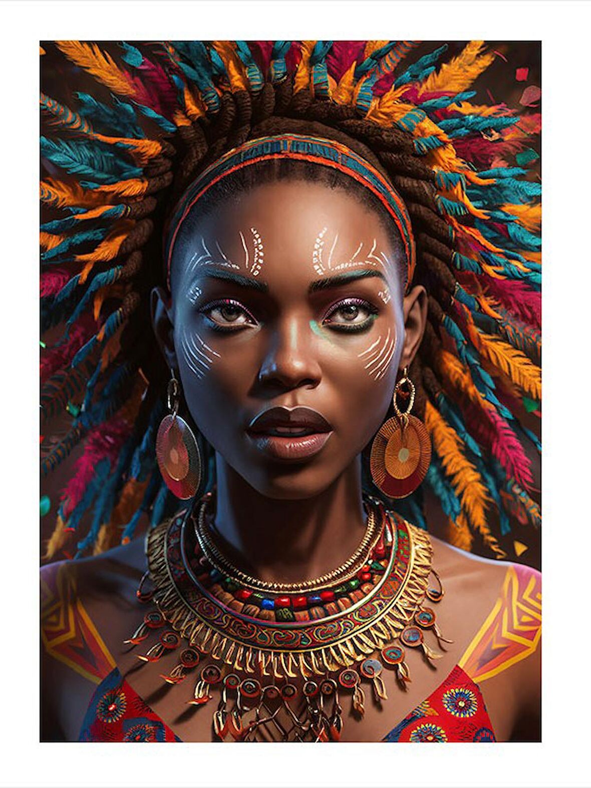 Afrikalı Kadın Modern Ahşap Tablo 50cmX 70cm