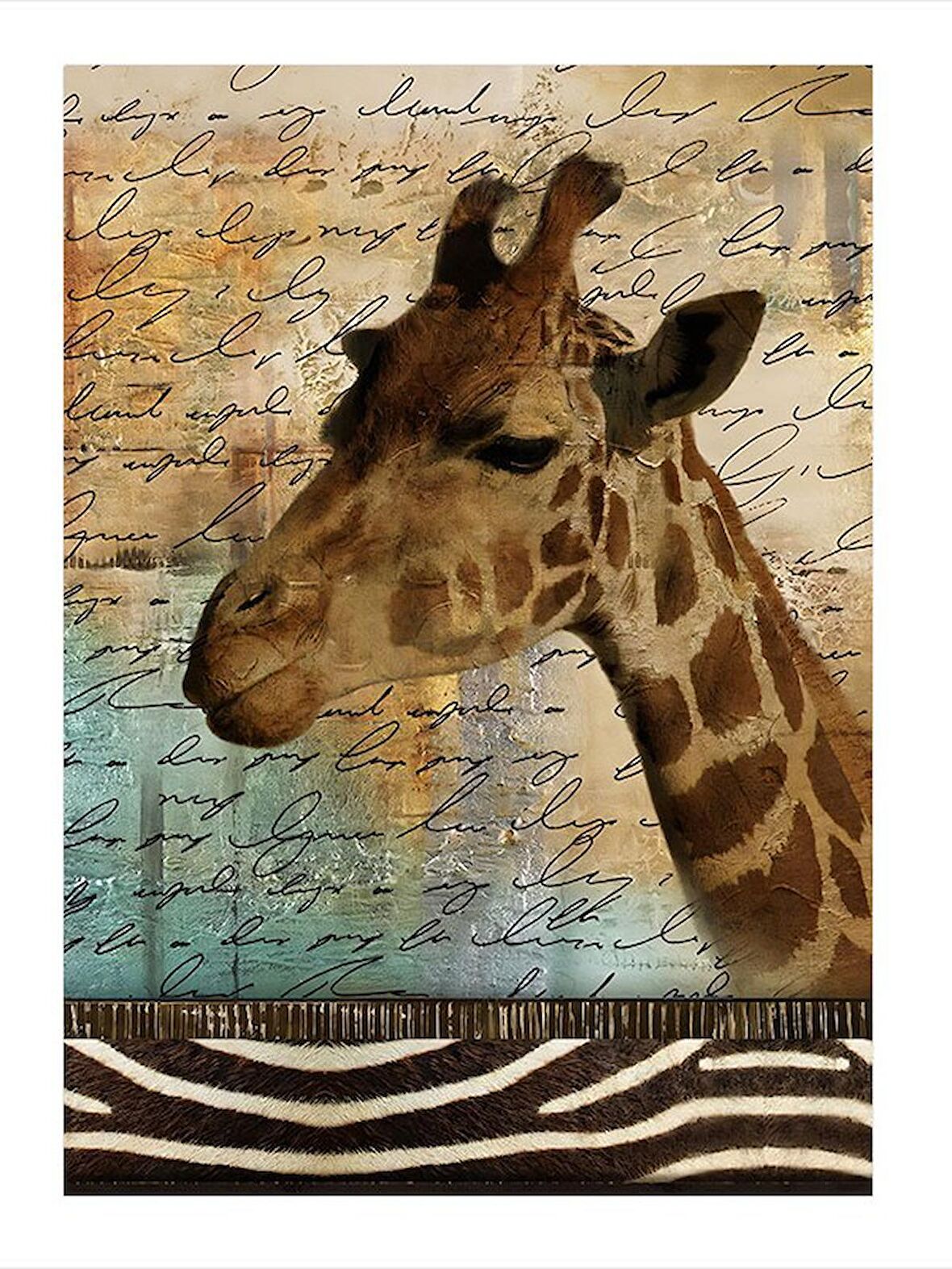 Gazete Fon Zürafa Model Mdf tablo 35cm X50cm