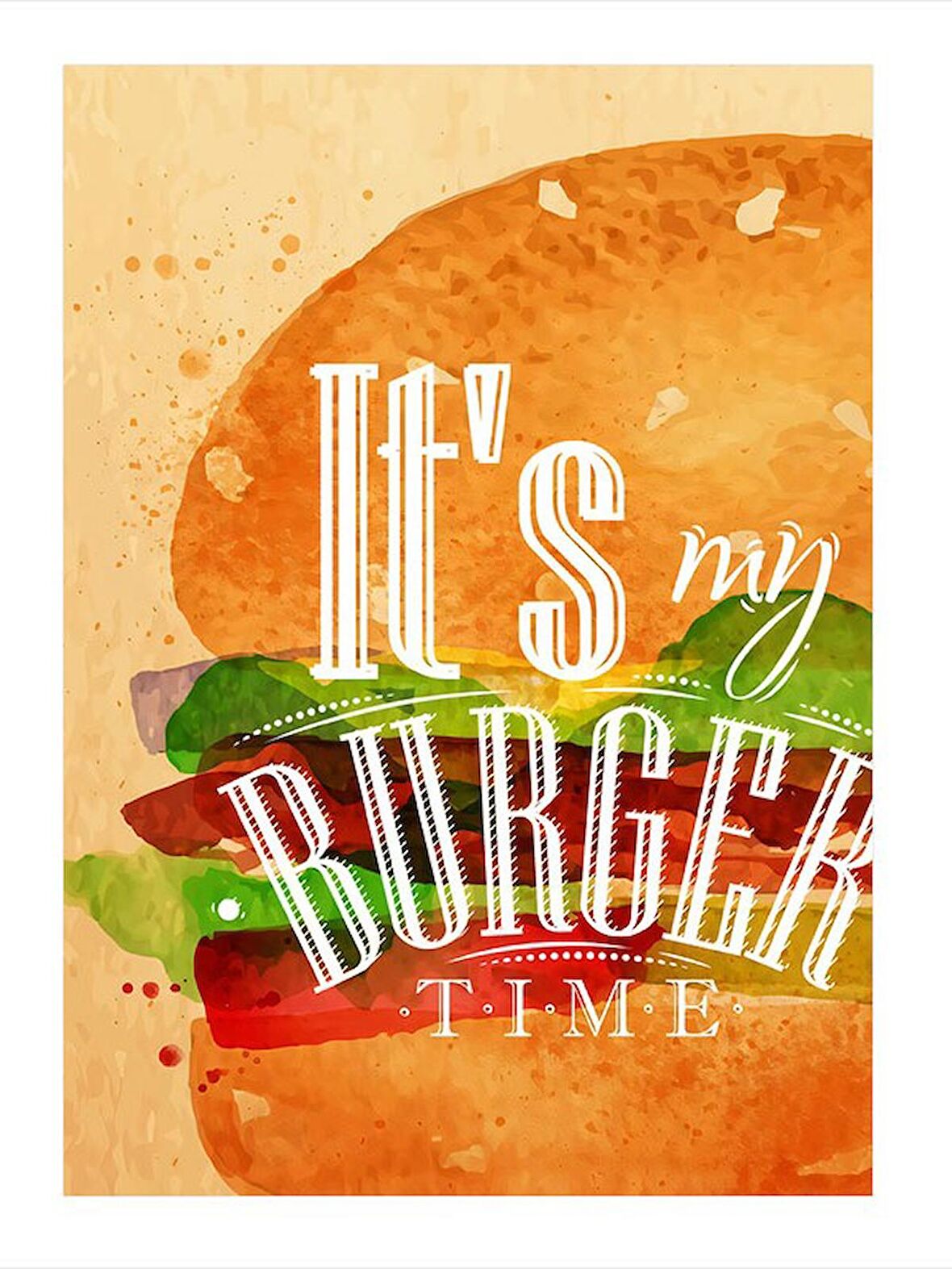 Hamburger Zamanı Dekoratif ahşap Tablo 50cmX 70cm