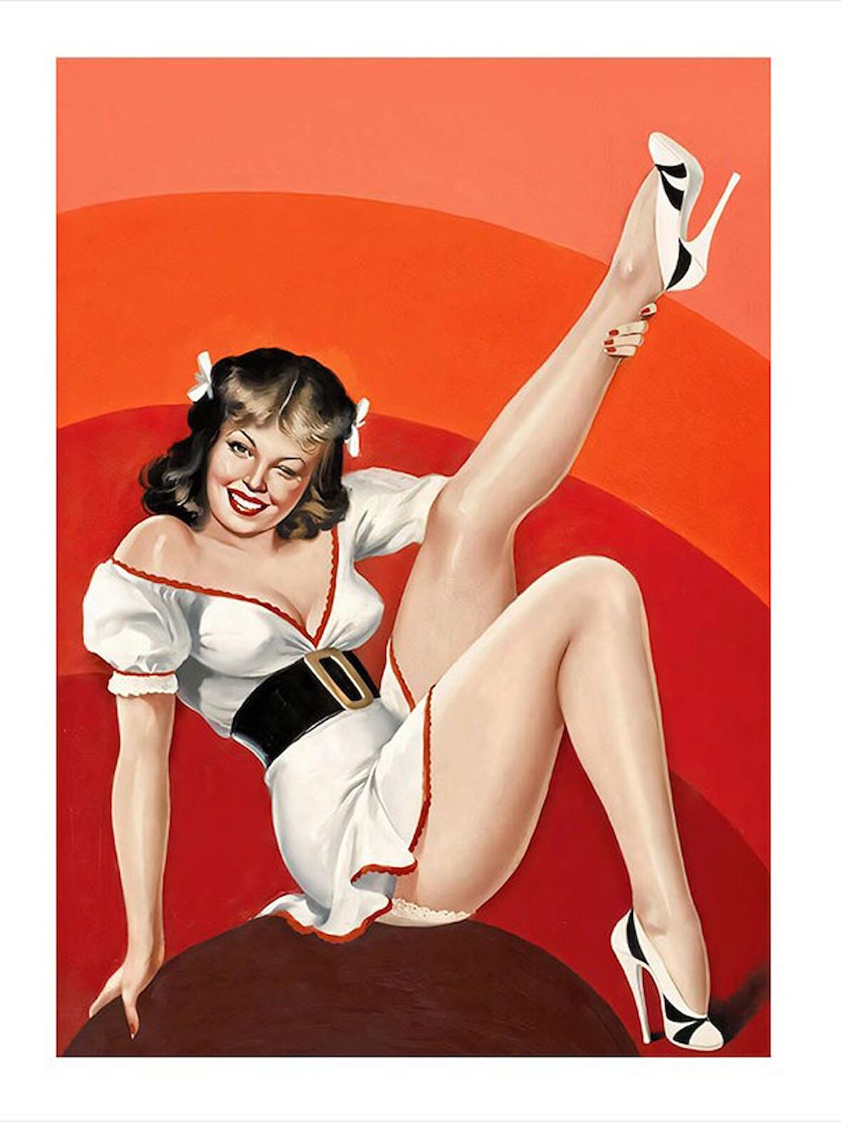 Elbiseli Pin Up Kızı Art Mdf Tablo 35cm X50cm