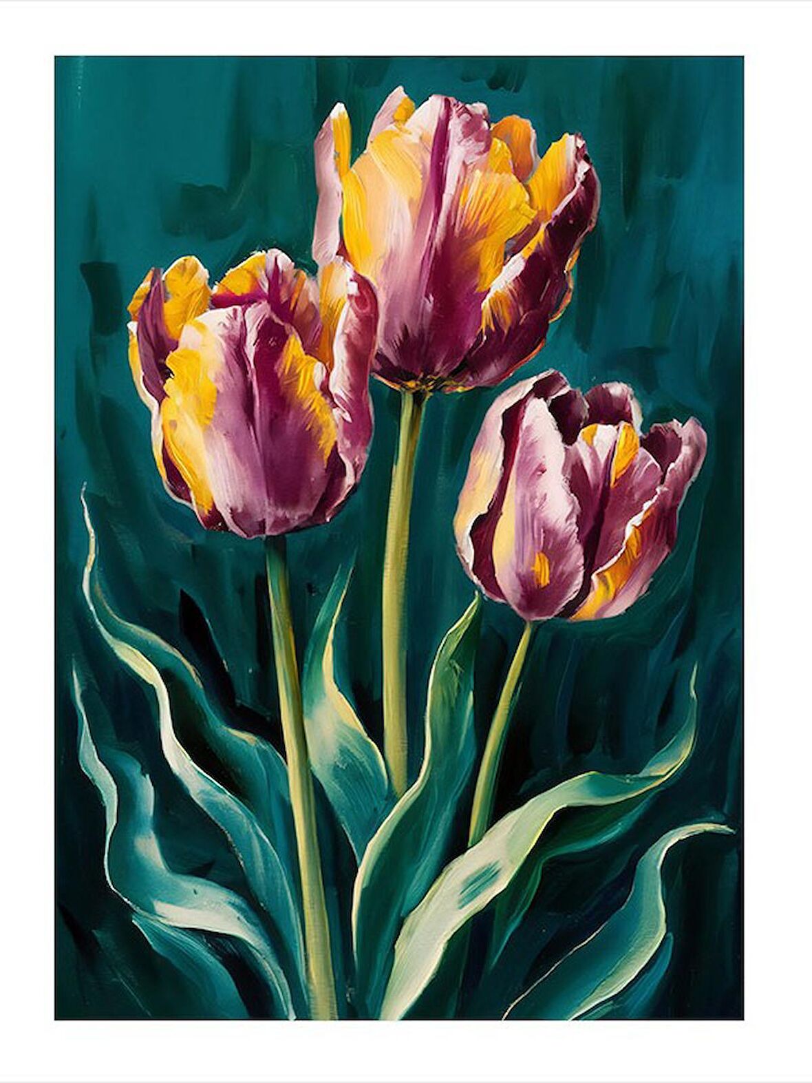 Çiçekler Desenli Mdf Tablo 35cm X50cm