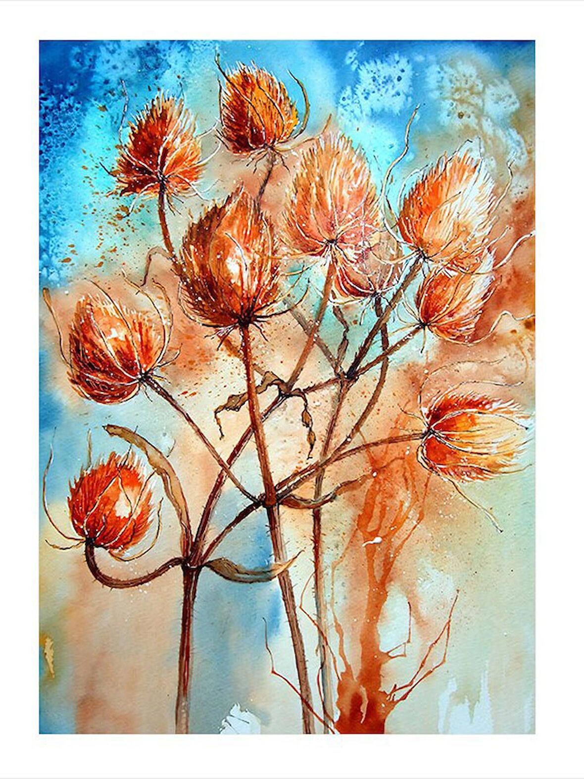 Kırmızı Çiçekler Dekoratif Mdf Tablo 35cm X50cm