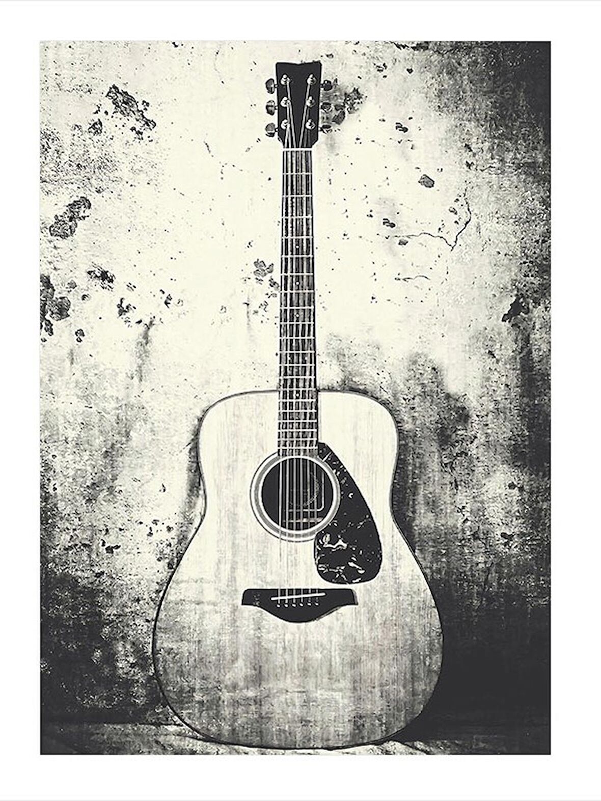 Akustik Gitar Dekoratif ahşap Tablo 18cm X 27cm