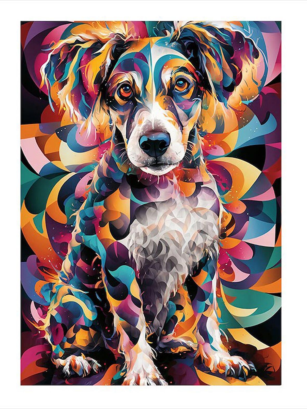 Renkli Boyalı Köpek Dekoratif Mdf Tablo 35cm X50cm
