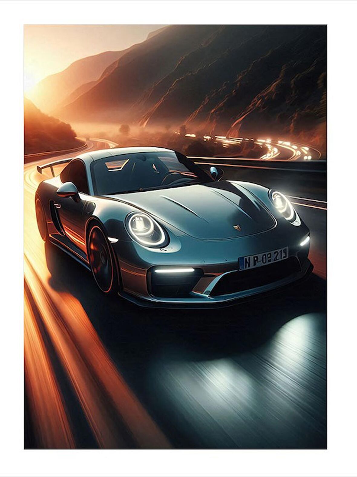 Spor Araba Desenli Ahşap Tablo 18cm X 27cm