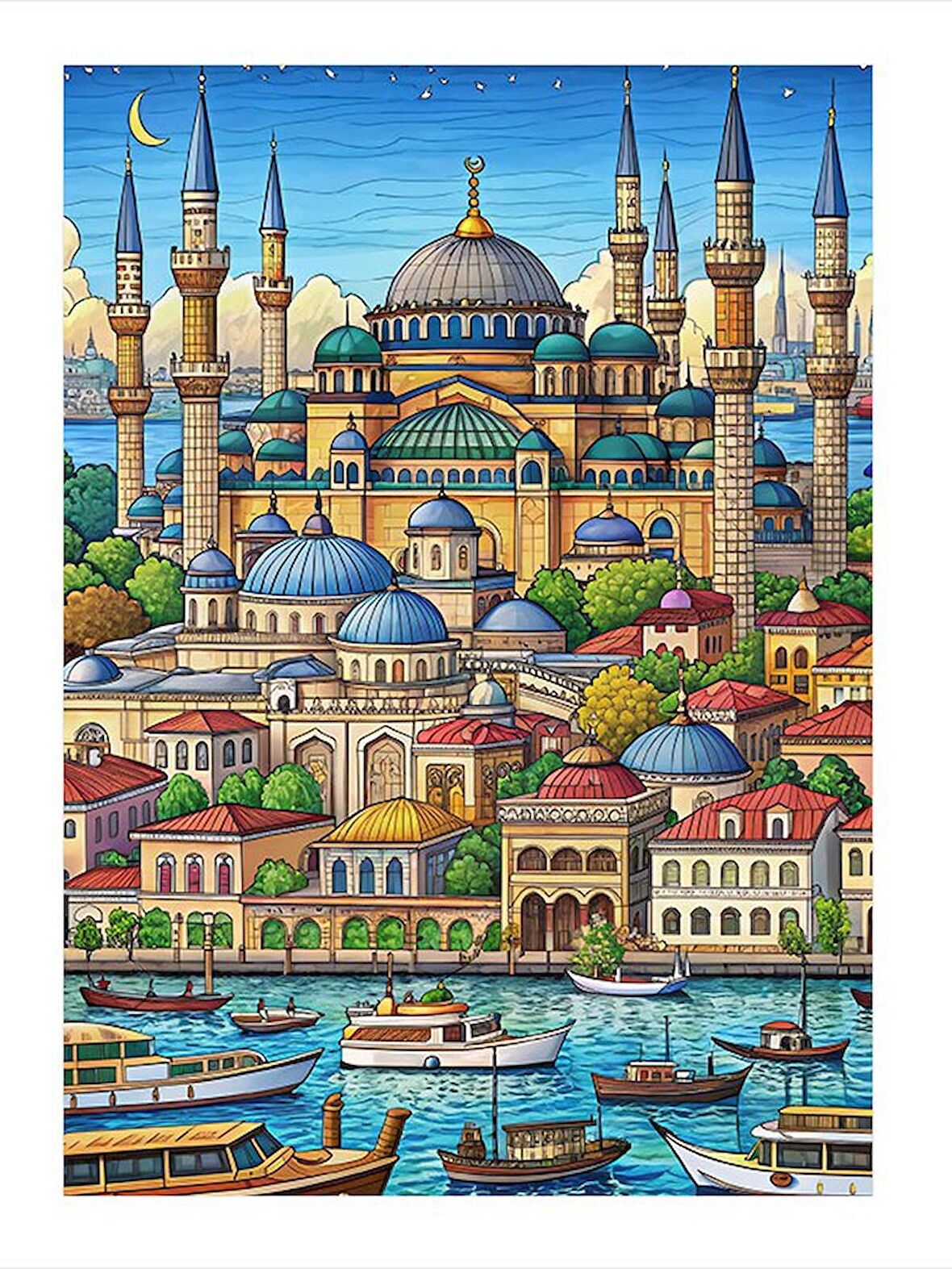 Minyatür Cami Tasarım Ahşap Tablo 18cm X 27cm