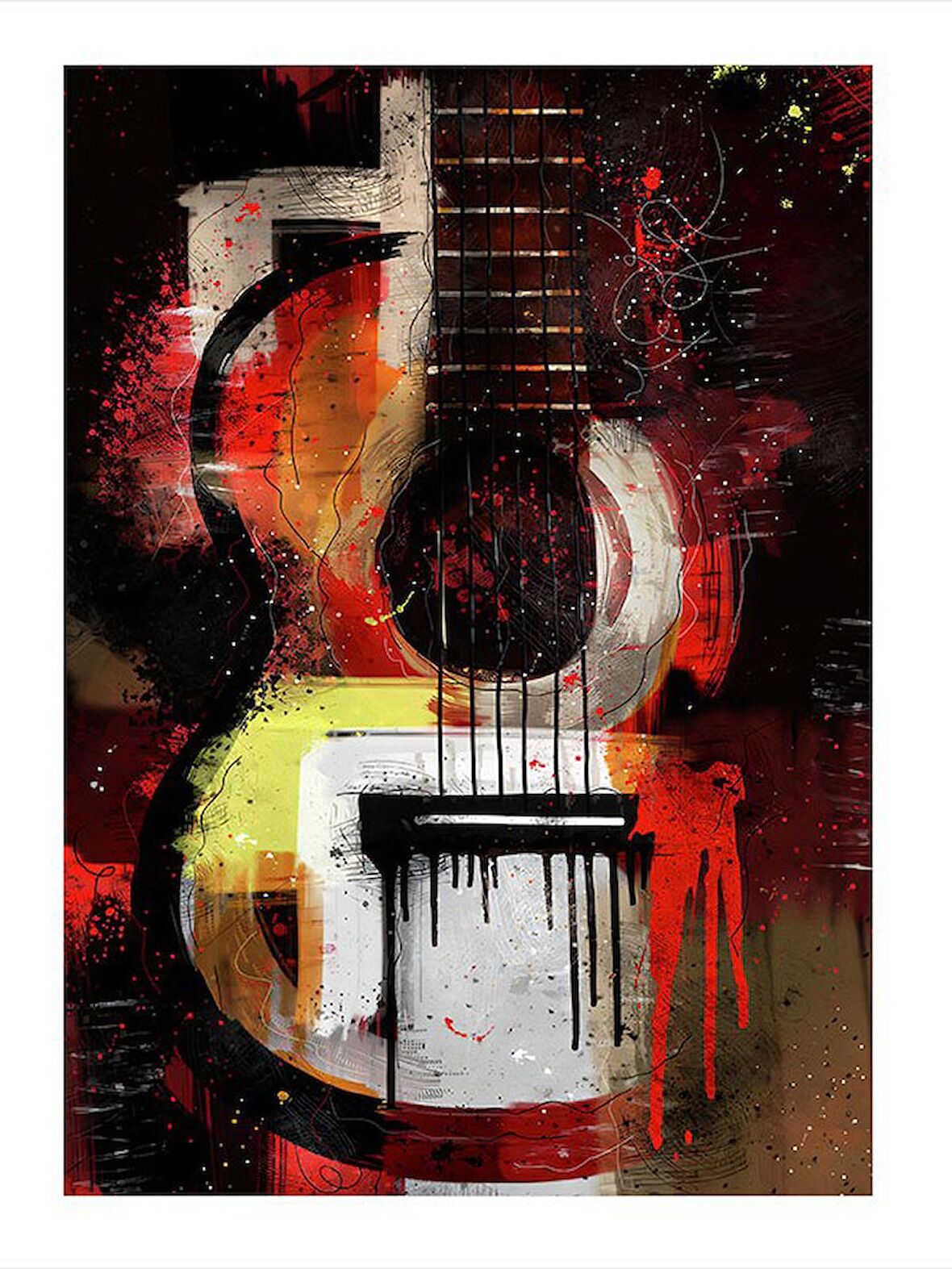 Akustik Gitar Dekoratif ahşap Tablo 50cmX 70cm