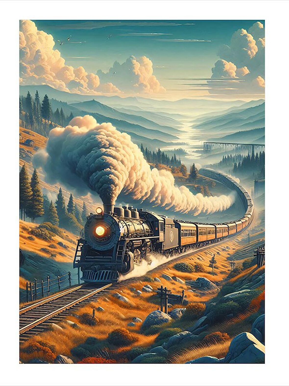 Eski Tren  Tasarım Mdf Tablo 18cm X 27cm