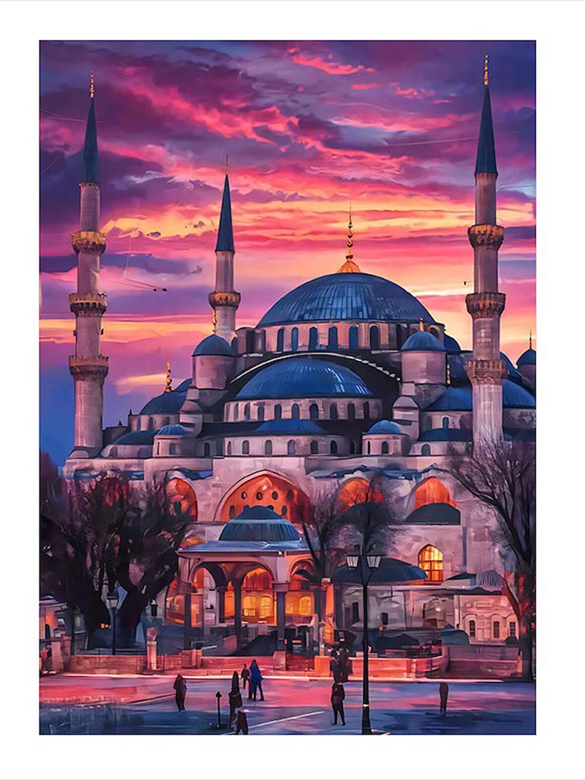 Tarihi Cami Model Ahşap Tablo 50cmX 70cm