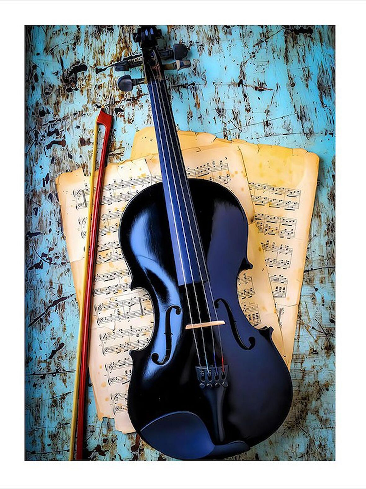 Keman Ve Müzik Notaları Hediyelik Mdf Tablo 35cm X50cm