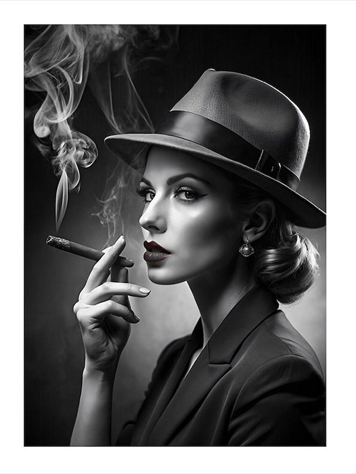 Sigara İçen Kadın Model Mdf tablo 18cm X 27cm