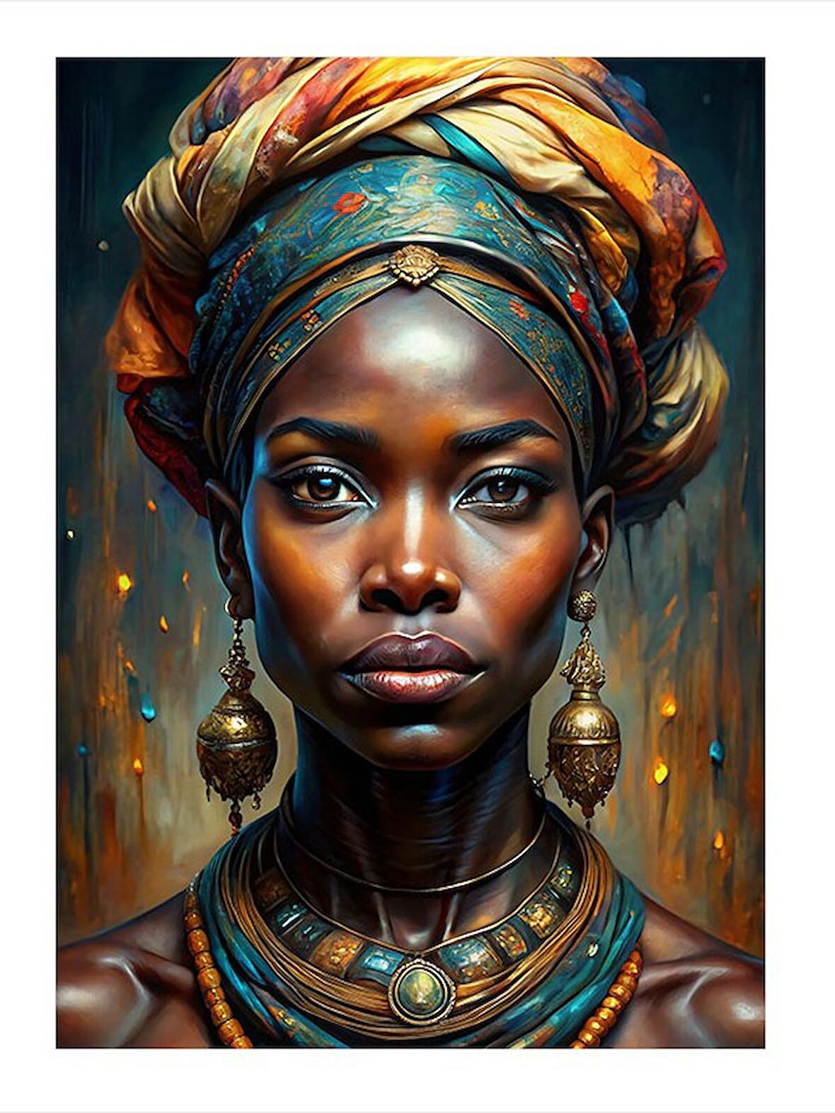 Afrikalı Kadın Dekoratif ahşap Tablo 25cmX 35cm