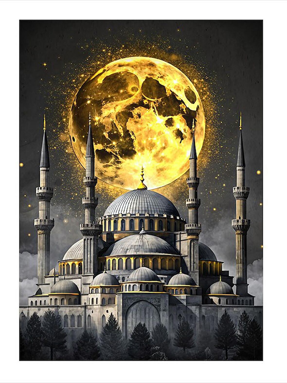 Dolunay Ve Ayasofya Dekoratif Mdf Tablo 25cmX 35cm