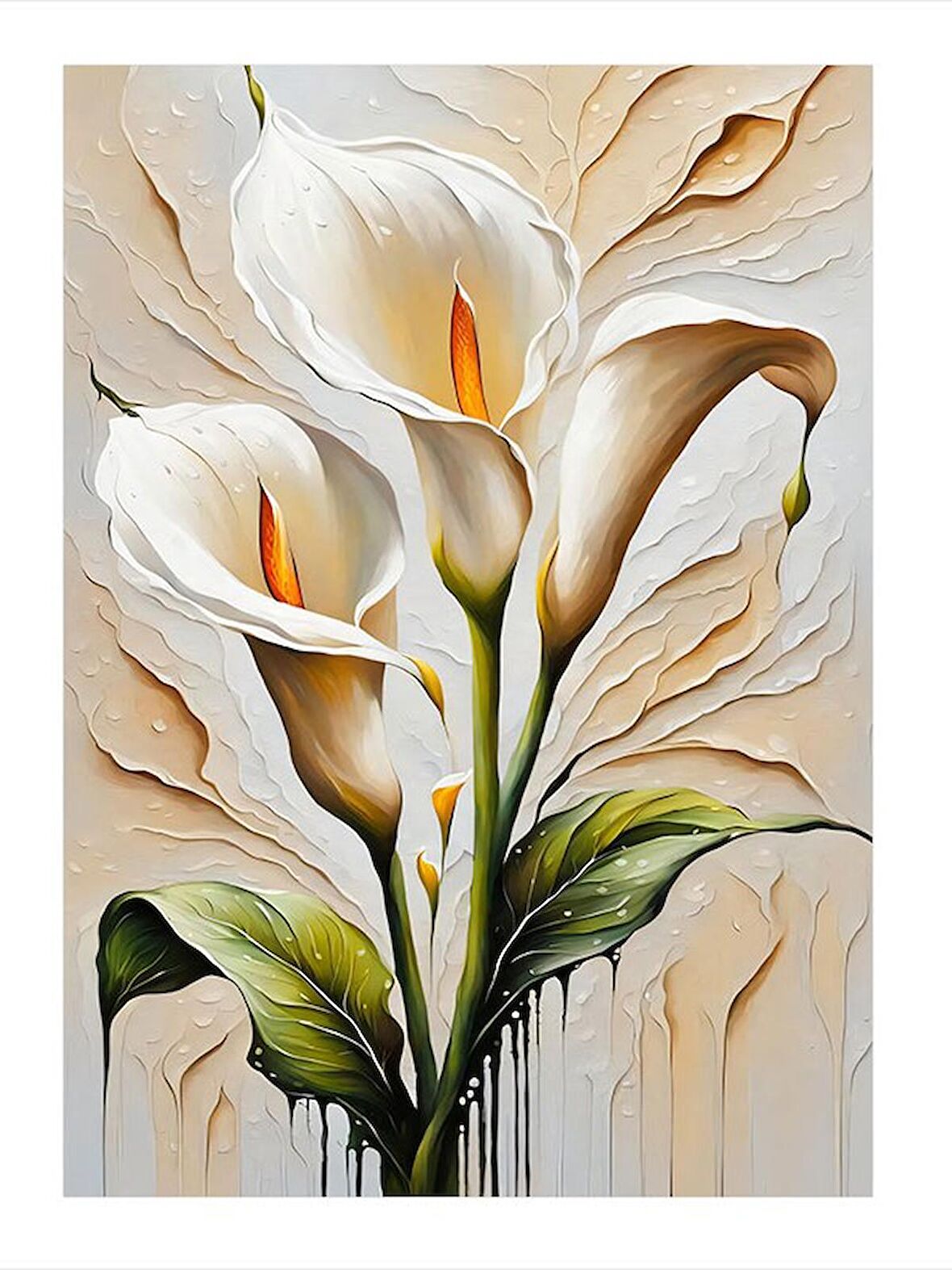 Beyaz Laleler Dekoratif ahşap Tablo 35cm X50cm