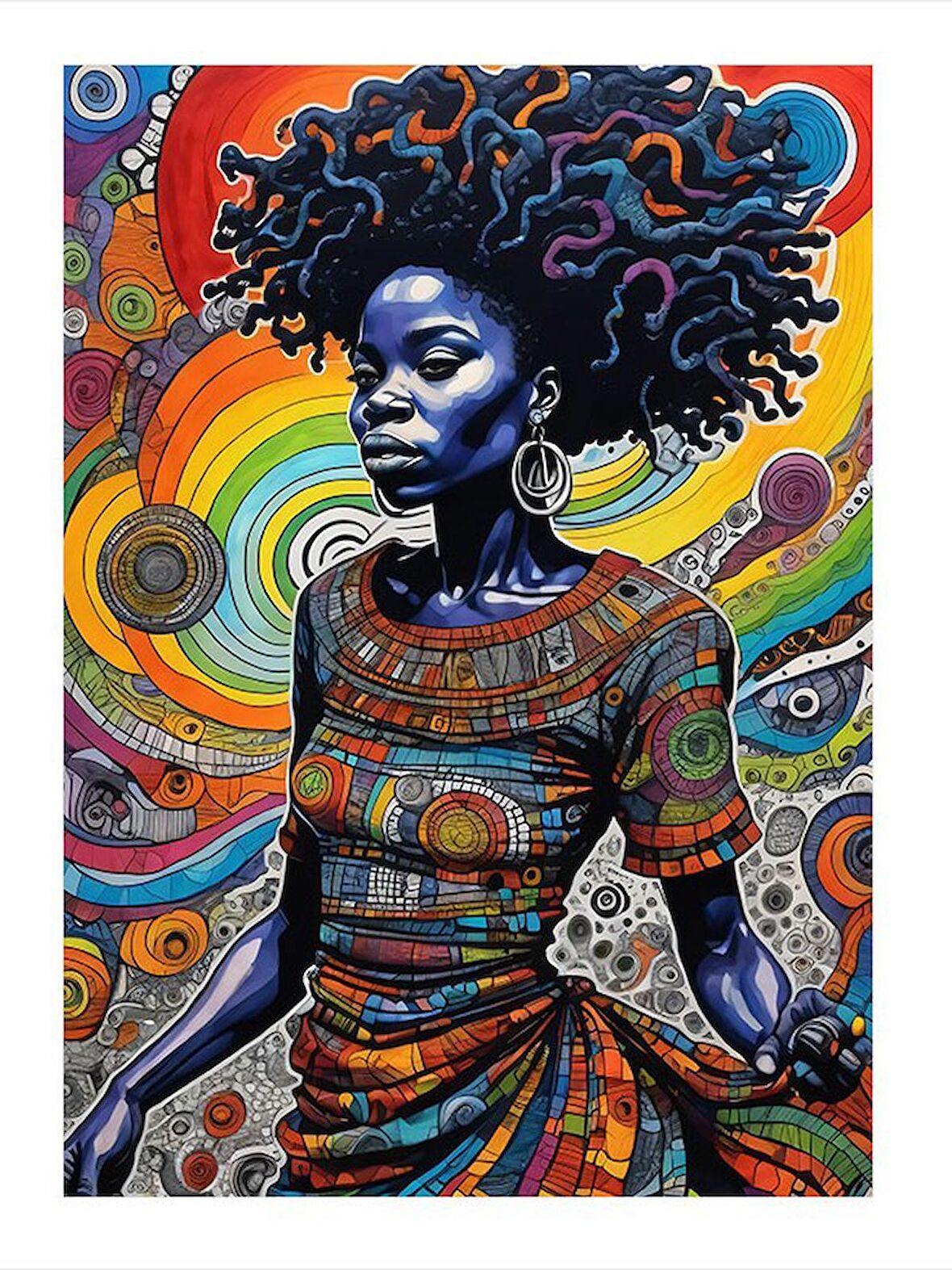 Soyut Fon Afrikalı Kadın Desenli Mdf Tablo 25cmX 35cm