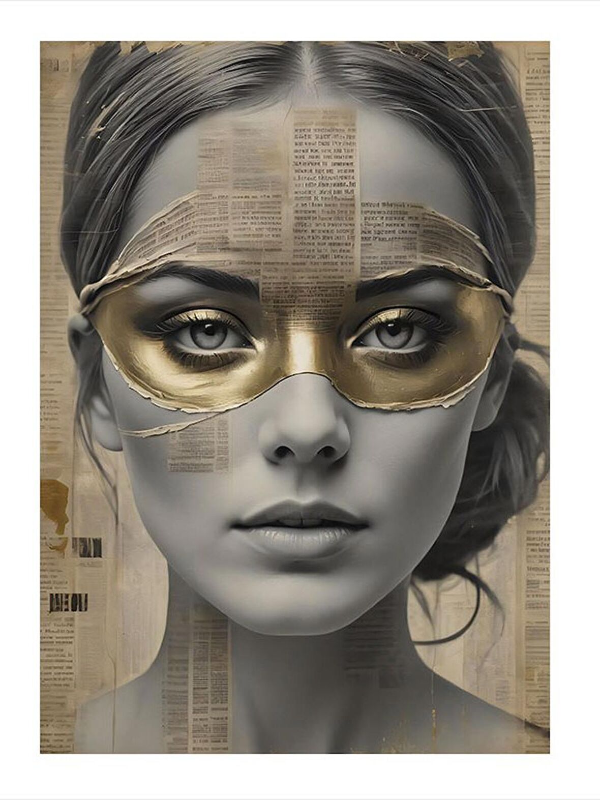 Sarı Yıldızlı Maskeli Kız Art Mdf Poster 50cmX 70cm