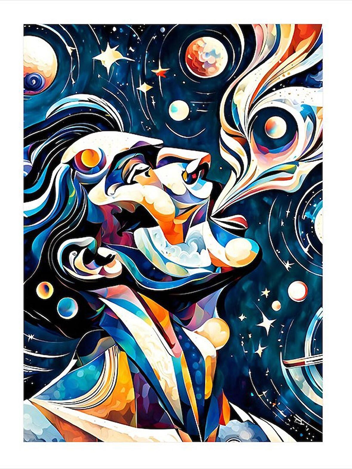 Soyut Adam Ve Duman Tasarım Mdf Tablo 18cm X 27cm