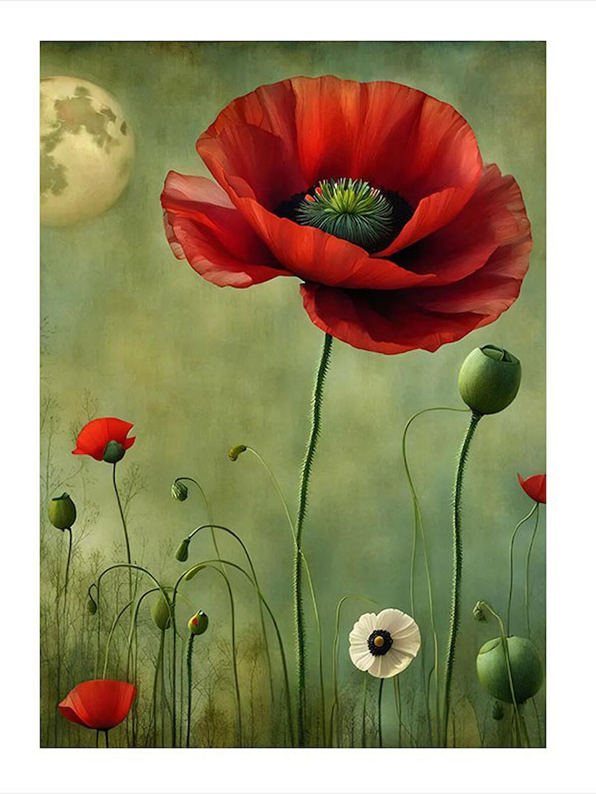 Kırmızı Gelincik Çiçeği Modern Mdf Tablo 18cm X 27cm
