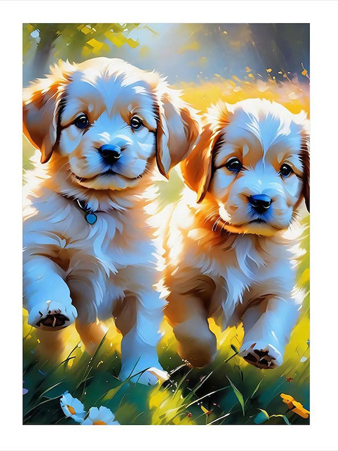 Yavru Köpek Hediyelik Ahşap Tablo 50cmX 70cm