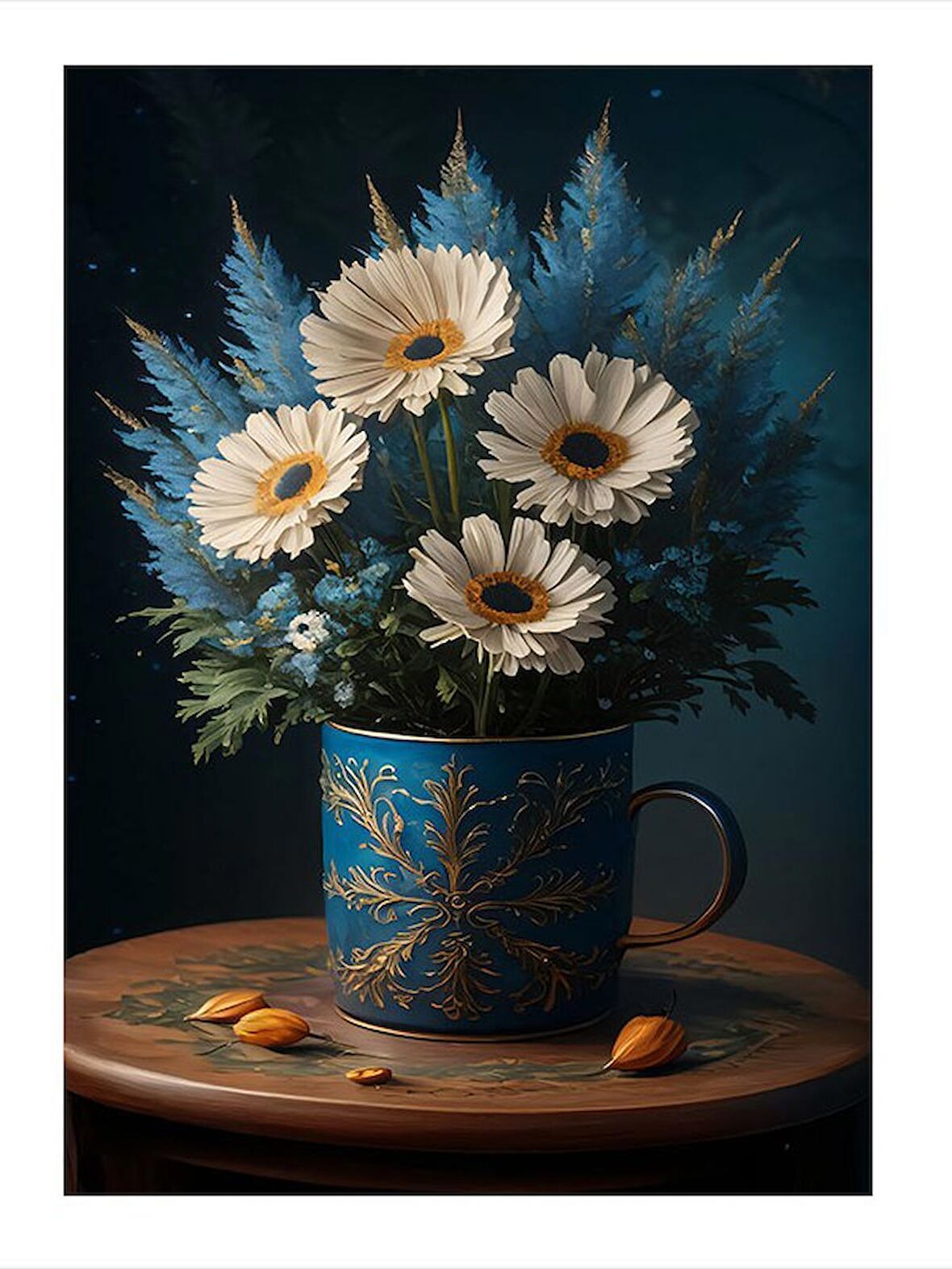 Lavantalar Ve Çiçekler Art Mdf Poster 50cmX 70cm