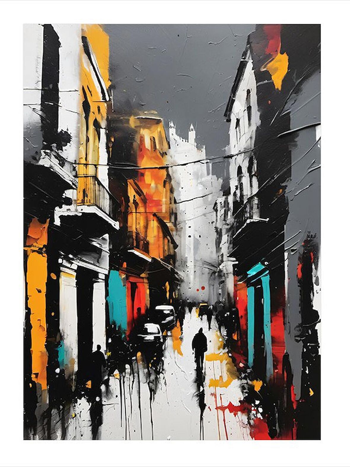 Soyut Şehir Modern Mdf Tablo 25cmX 35cm