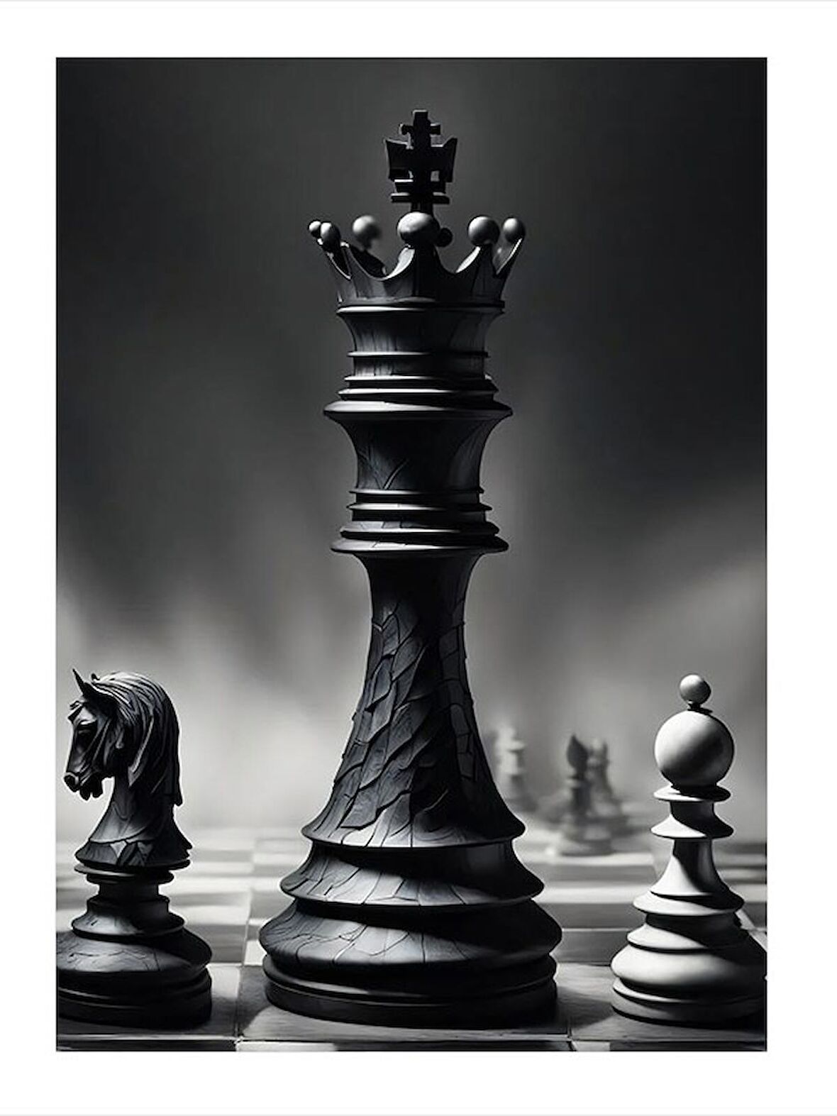 Şah At Ve Piyon Hediyelik Ahşap Tablo 35cm X50cm