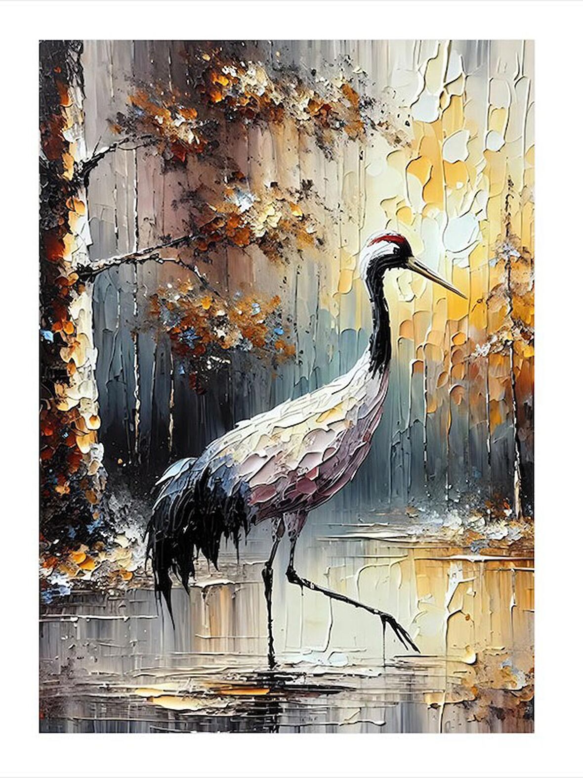 Leylek Ve Manzara Hediyelik Mdf Tablo 35cm X50cm