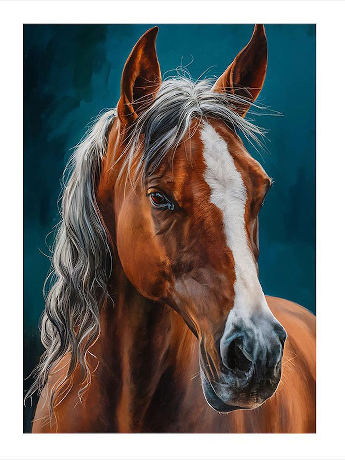 Kahverengi At Desenli Ahşap Tablo 18cm X 27cm