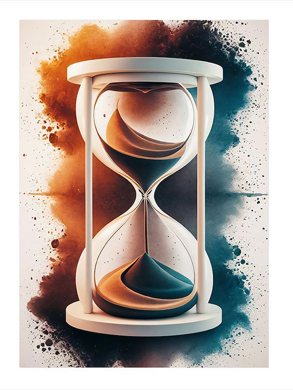 Renkli Fon Kum Saati Tasarım Mdf Tablo 18cm X 27cm