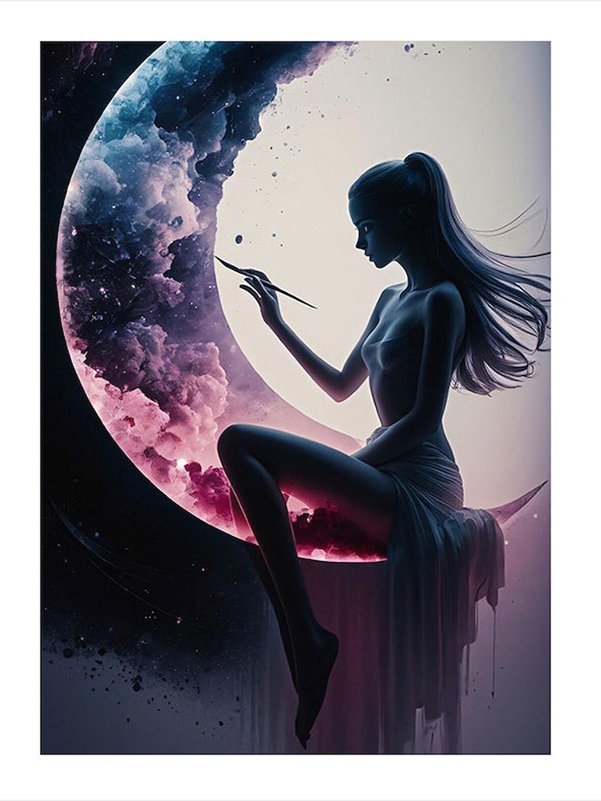 Ay Ve Kadın Modern Mdf Tablo 18cm X 27cm