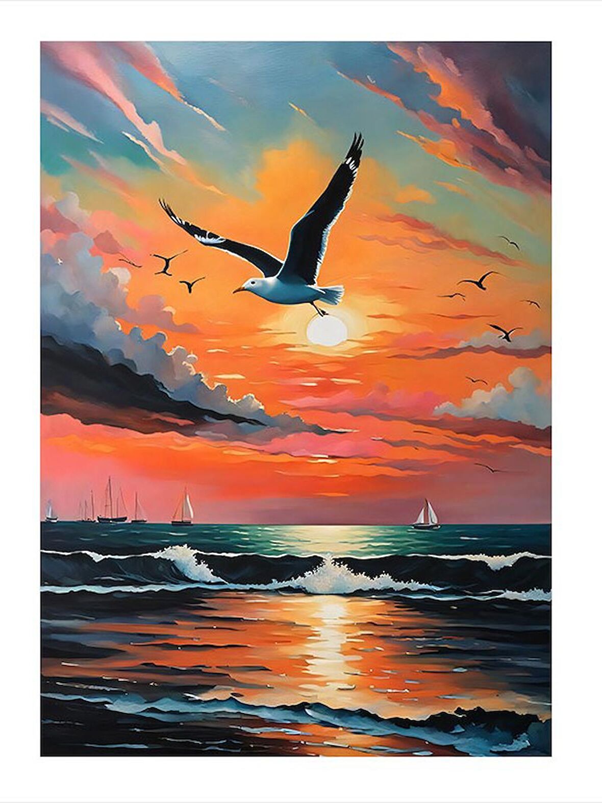 Martılar Modern Ahşap Tablo 18cm X 27cm
